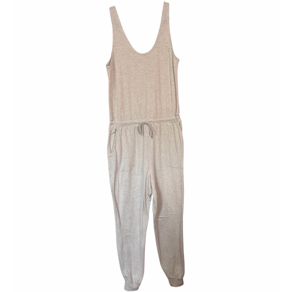 Athleta Balance Ivory French Terry Knit One Piece Jumpsuit Romper #988523 Size L